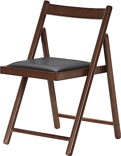 不二貿易 折りたたみチェア 椅子 幅43×奥行53×高さ70cm ミディアムブラウン 完成品 クッション付き 天然木 軽量 持ち運び簡単 ミラン