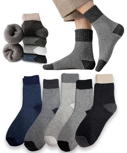 [MOSOTECH] 靴下 メンズ 冬 温かい 厚手 5足セット 秋冬防寒 暖かい ソックス・ 通気性 ソックス・防寒 保温 耐久性 伸縮性・室