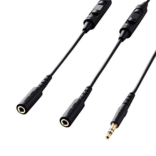 エレコム テレビ用ヘッドホン延長ケーブル 2分配 ボリューム調節機能付 5m ブラック EHP-TVEWB50BK