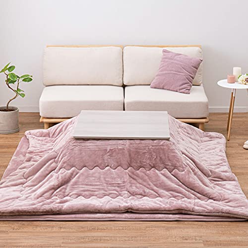 萩原 こたつ布団 ピンク 約190×190cm 「メレンゲタッチ」 洗濯機OK フランネル生地 くすみカラー