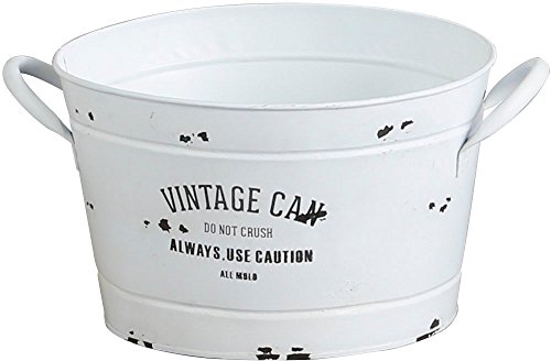 アビテ バケツ アンティーク風 ジャルダン ラウンドカン L ホワイト WO-903-WH