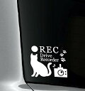 あおり運転防止「●REC Drive Recorder」ドラレコ搭載車ステッカー 猫と足跡モチーフ 防水・車両OKカッティングステッカー NRJ