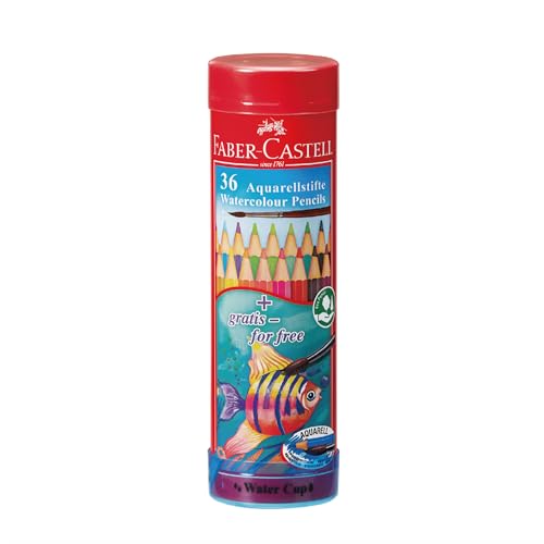 25 - 36 Colors - FABER-CASTELL ファーバーカステル 水彩色鉛筆 丸缶 36色セット TFC-115936