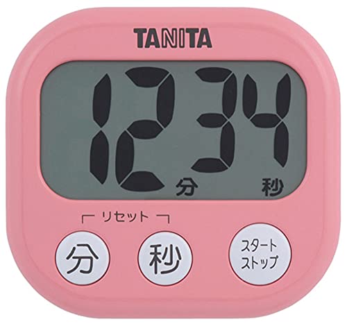 タニタ tanita キッチン 勉強 学習 タイマー 大画面 大音量 100分 マグネット スタンド付き ピンク でか見えタイマー TD-384