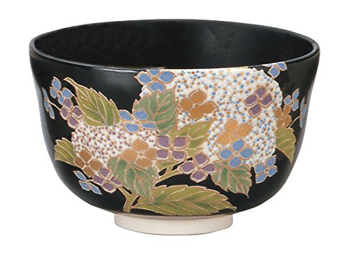 宮地英香(Miyachi Eikou) 抹茶碗 黒 サイズ:直径12.4x高さ7.8cm 黒仁清 紫陽花 化粧箱入