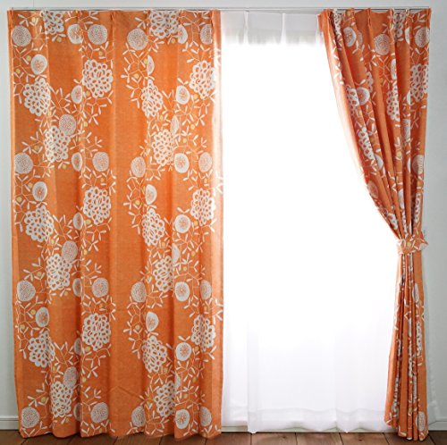 スミノエ 遮光カーテン ハナカザリ 100×178cm オレンジ 1枚入 V1251