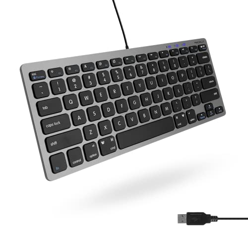 Macally mac キーボード 有線 コンパクト サイズ US配列 Windows兼用 静音性に シザースイッチ フルサイズ 78キー 在宅