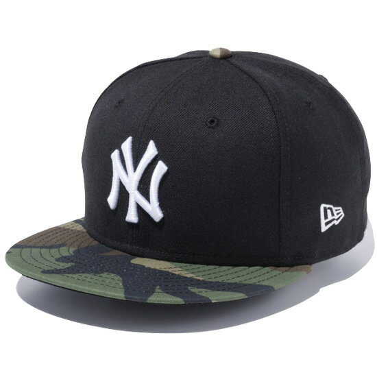 正規取扱店 ニューエラ キャップ メンズ レディース NEW ERA 9FIFTY ニューヨーク・ヤンキース スナップバックキャップ 帽子 CAP メジャーリーグ プレゼント ブラック/ホワイト/ウッドランドカモバイザー ワンサイズ 13562089