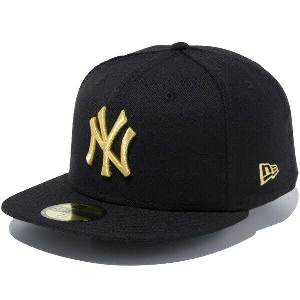 正規取扱店 ニューエラ キャップ メンズ レディース NEWERA 59FIFTY ニューヨーク・ヤンキース 帽子 CAP メジャーリーグ ブラック メタリックゴールド 13562244 1