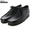 ポイント5倍 クラークス ワラビー CLARKS メンズ カジュアル モカシン Wallabee Black Leather レザー ブーツ シューズ 人気 ブランド 靴 サイズ クレープソール 正規品 オールシーズン プレゼント ユニセックス 男女兼用 ブラックレザー 26155514