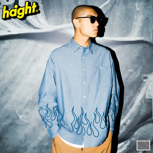 全品ポイント2倍 ヘイト シャツ HAIGHT FLAMES OXFORD SHIRT メンズ レディース 長袖 オックスフォードシャツ ファイヤーパターン ブランド おしゃれ かっこいい 人気 大きい 小さい サイズ 正規品 ユニセックス オールシーズン プレゼント ギフト HTSS-244003