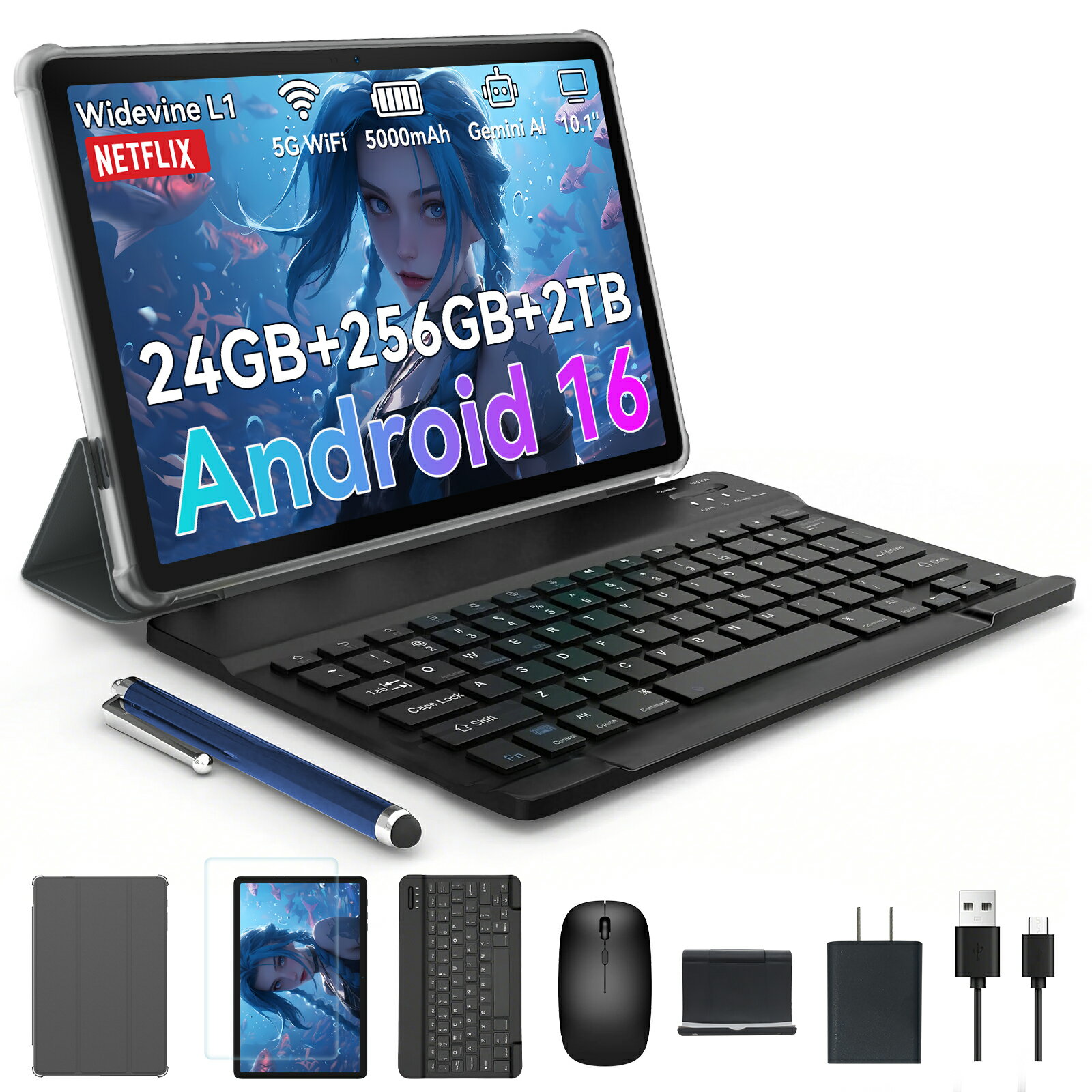 ★Android16★【1,000円クーポンOFF＆8点特典付き】 10インチ タブレット Android 16 Wi-Fiモデル RAM24GB ROM256GB アンドロイド 16 本体 タブレットpc 格安タブレット 端末 大画面 子供 安い 高性能 2025新発売 ケース カバー グレー T20