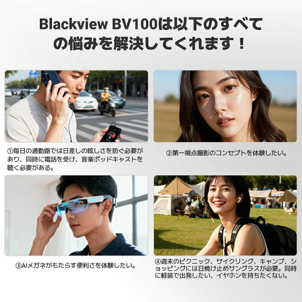 ★スマートグラス★Blackview BV100 調光レンズ AIスマートグラス スピーカーとカメラ搭載 800万画素 （3枚目）
