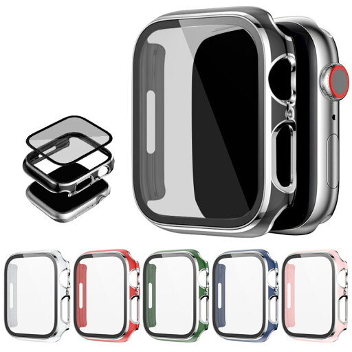 Apple Watch Series 9/8/7/Ultra 2/1 ケース カバー メッキ 強化ガラス(ガラスフィルム)付き 全面保護 液晶保護ケース アップルウォッチ シリーズ9/8/7/ウルトラ2/1 41mm/45mm/49mm 単色/クリア フィルム一体 ハードケース 強化ガラス付き Apple Watch Series 9/8/7/Ultra 2/1 ケース カバー メッキ 強化ガラス(ガラスフィルム)付き 全面保護 液晶保護ケース アップルウォッチ シリーズ9/8/7/ウルトラ2/1 41mm/45mm/49mm 単色/クリア フィルム一体 ハードケース 強化ガラス付き