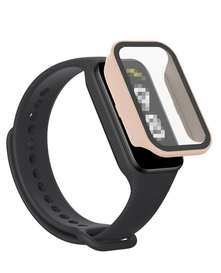 Redmi Smart Band 2 ケース 強化ガラス（ガラスフィルム）付き カバー 液晶保護カバー シャオミ リドミ スマートバンド 2 ハードケース 保護ケース フィルム一体型 装着簡単 シャオミー