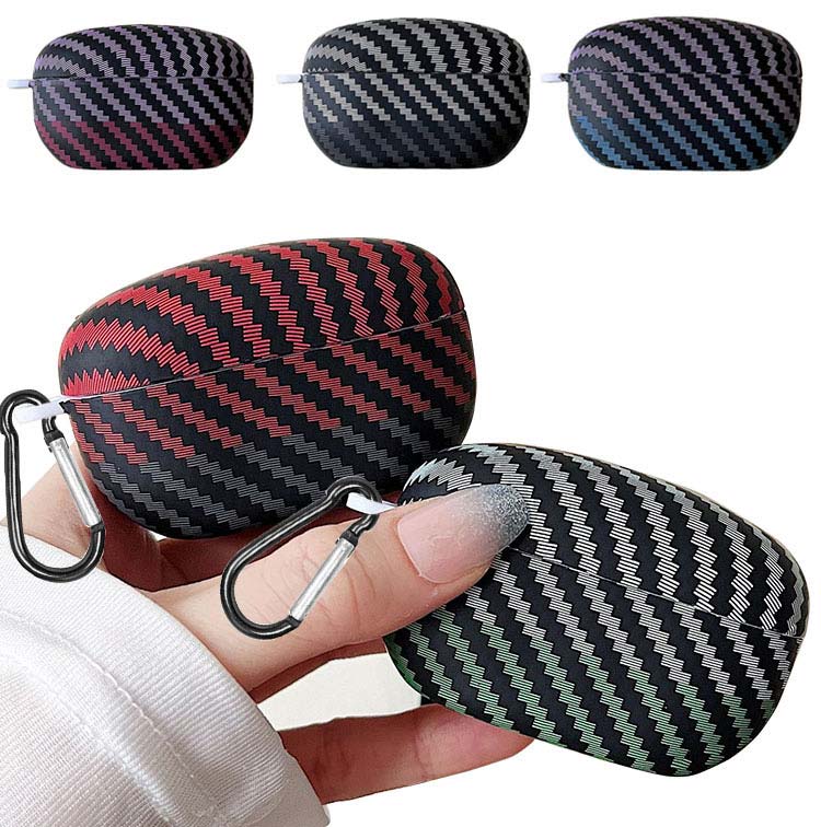 SONY WF-1000XM5 ケース カバー カーボン調 プラスチック ハードケース 充電穴付き カラビナ付き シンプル おしゃれ 傷防止 かわいい 保護カバー 保護ケース ソニー ワイヤレスイヤホン