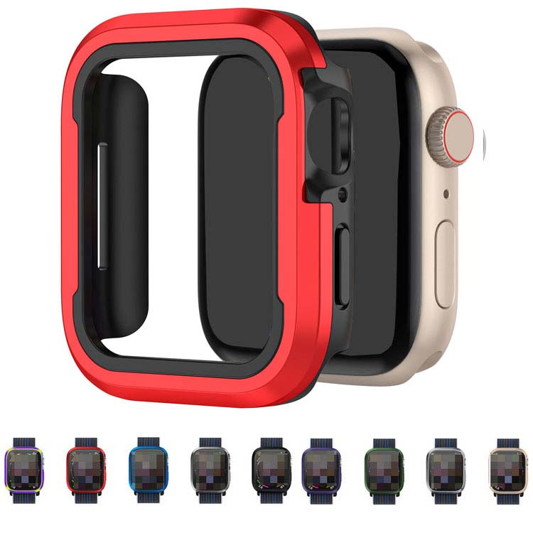 Apple Watch Series 9/8/7 ケース 耐衝撃 カバー TPU&アルミバンパー 41mm/45mm かっこいい アップルウォッチ シリーズ9/8/7 バンパーカバー