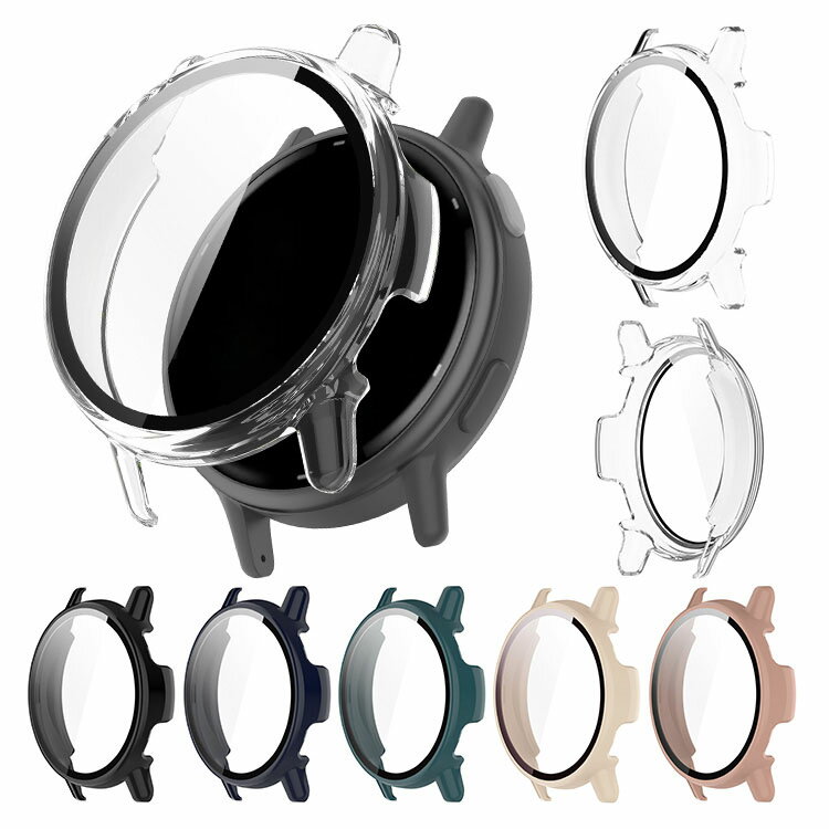 Garmin vivoactive 5 ケース カバー 液晶面強化ガラス 全面保護 液晶保護ケース 単色/クリア フィルム一体 ハードケース ガーミン ビボアクティブ5