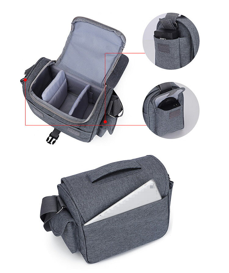便利グッズ・面白家電 ブレイドのSONY/CANON キャノン/富士フイルム FUJIFILM/NIKON(ニコン) /オリンパス バッグ カメラケース ショルダーバッグ 手提げ 間仕切り付き 一眼レフ レディース メンズ 肩掛け カメラバッグ カメラポーチ ショルダーベルト付き 収納ポケット 一眼レフカメラバッグ Panasonic｜アングル3