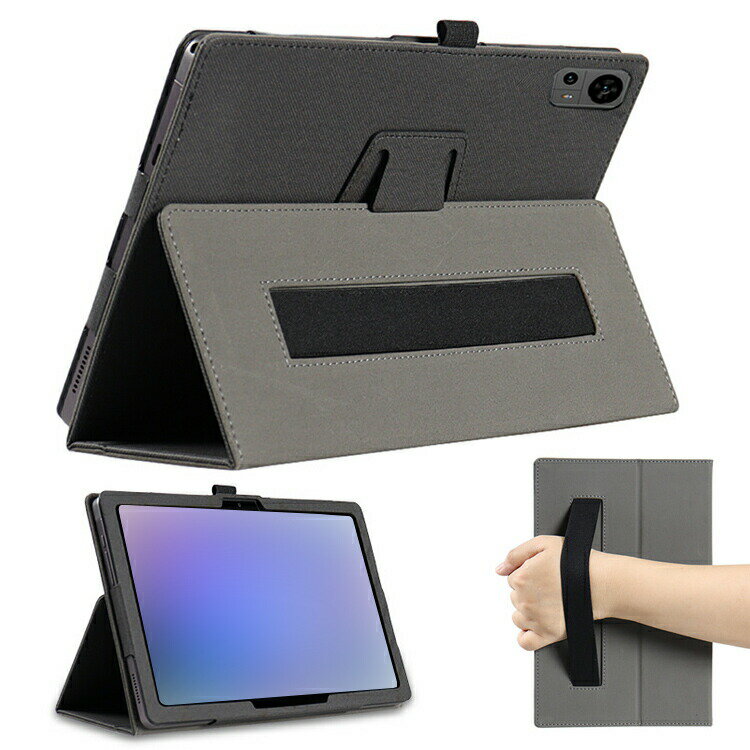 AvidPad A90ケース カバー 12インチ 持ち手 ベルト バンド付き ペンホルダー付き 落下防止ベルト 片手操作 取っ手 手帳型 レザー スタンド機能 フリップ カバー ケース