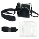 INSTAX mini 99 クリアケース 耐衝撃 カバー ショルダーストラップ付き クリア 透明 レディース 肩掛け カメラバッグ カメラケース FUJIFILM インスタックスミニ99 長さ調節可能 富士フイルム フジフイルム(2)