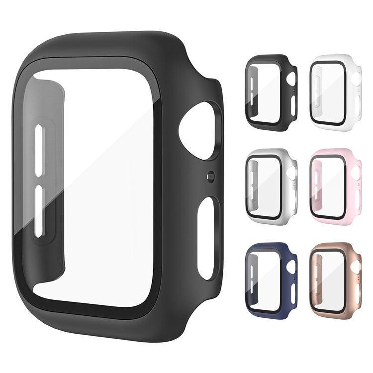 Apple Watch Series 11/10 ケース 耐衝撃 カバー 強化ガラス ガラスフィルム付き 全面保護 液晶保護ケース アップルウォッチ10 42mm/46mm 単色/クリア フィルム一体 ハードケース