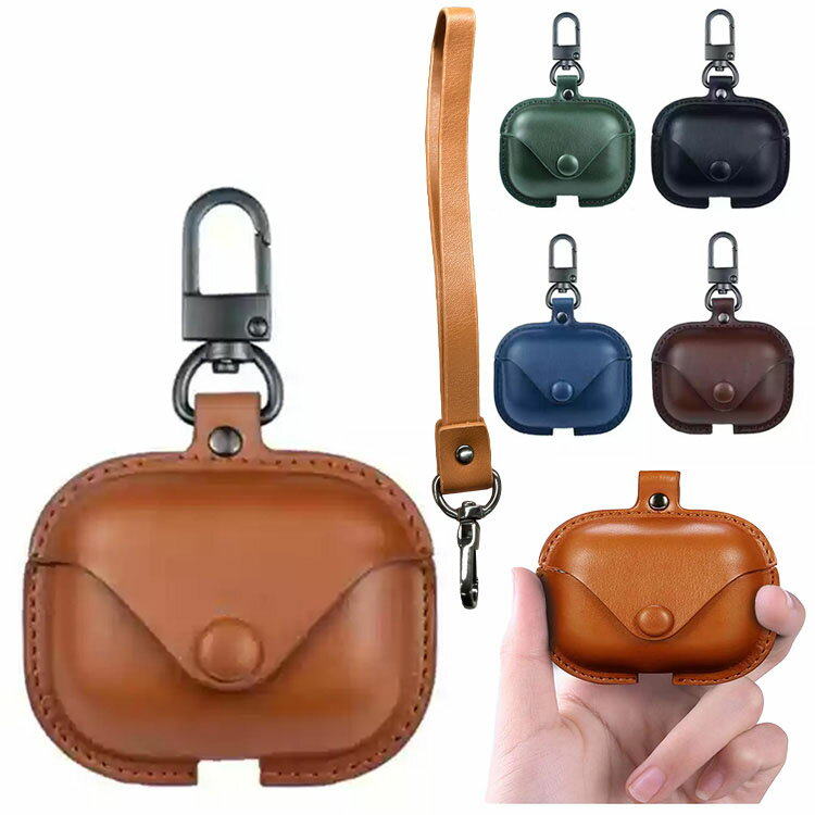 AirPods4 ケース AirPods 4 カバー PUレザー シンプル ストラップ付き カラビナ付き 保護カバー Apple アイホン エアーポッズ 第4世代 2024モデル ワイヤレスイヤホン おすすめ おしゃれ 傷防止 保護ケース