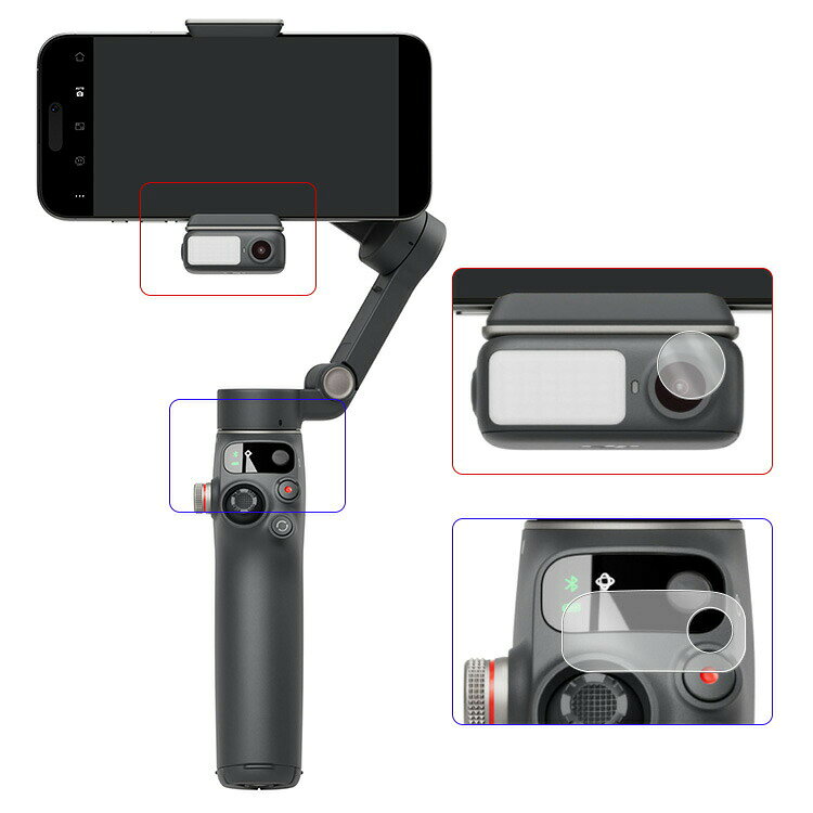 DJI Osmo Mobile 7P 保護フィルム 2セット 合計4枚入 レンズ保護フィルム+液晶保護...