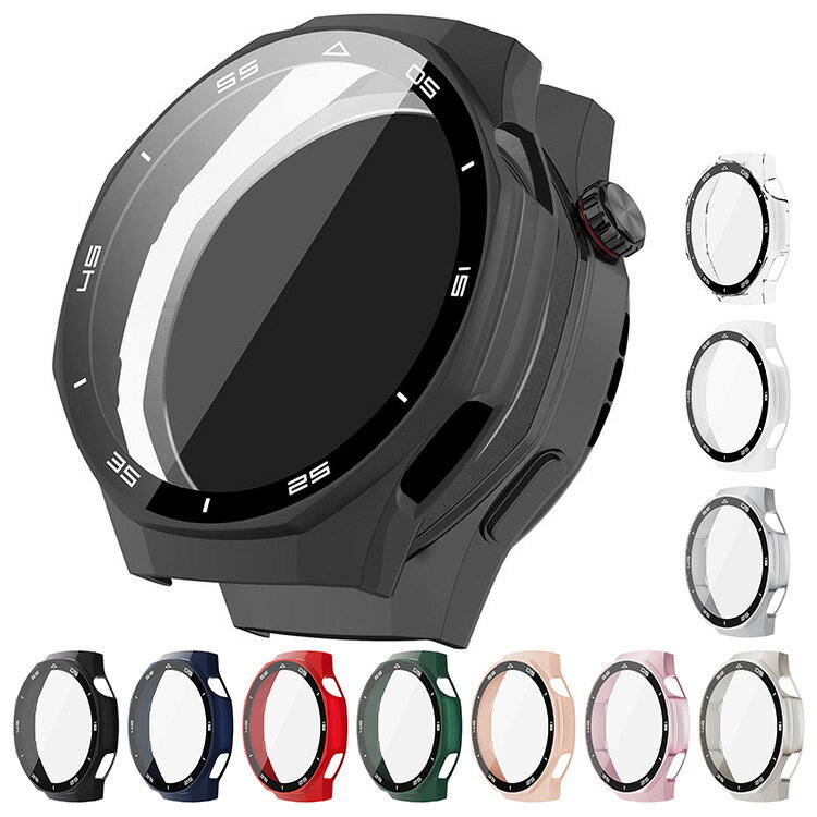 HUAWEI WATCH GT6 Pro 46mm ケース カバー 液晶面強化ガラス 全面保護 液晶保護ケース 単色/クリア フィルム一体 ハードケース ファーウェイウォッチ GT 6 プロ 46MM
