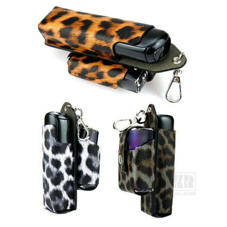Ploom Aura ケース カバー PUレザー カラビナ付き ヒョウ柄 タバコ収納 収納 電子たばこ 電子タバコ 保護ケース プルーム オーラ 充電対応 持ち運び便利 簡単取り出しケース
