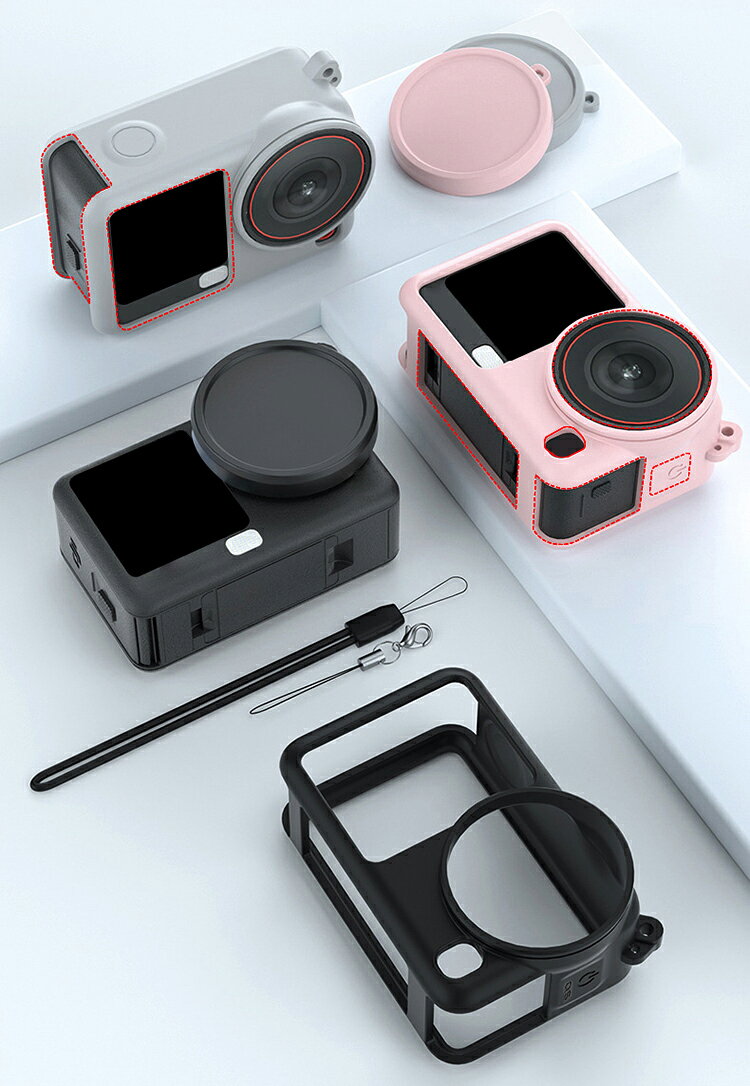 dji osmo action 6 ケース シリコンケース + レンズ保護 耐衝撃 カバー シリコンカ...