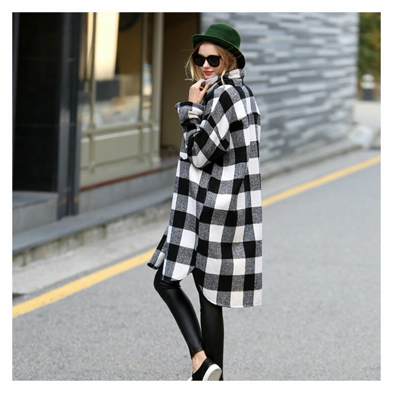 オシャレ!チェック レディ シャツワンピース top-003-01-black.jpg