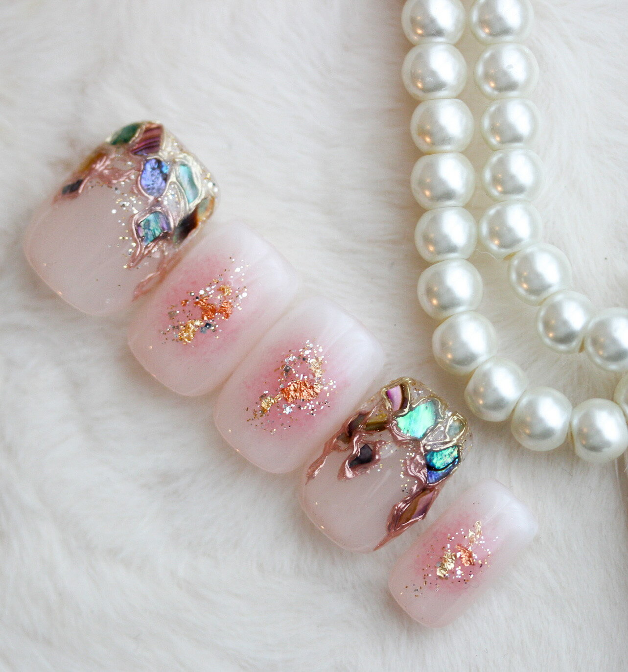 黃金系 - 【送料無料】【フリーサイズ16枚入り・両面テープ・ヤスリ付き】★ネイルチップ★　当店オリジナルハンドメイド　シェルネイル | ネイル、つけ爪、ジェルネイル、チークネイル、NailTip