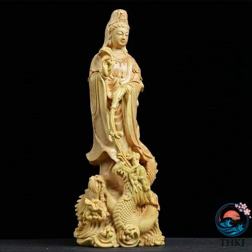 観音像 龍乗観音 観音菩薩 仏像 木彫り 祈る 厄除け 高さ 17cm 巾 6.5cm 奥行 6cm blanche123-10001973 ブランシュストア サンプル画像3