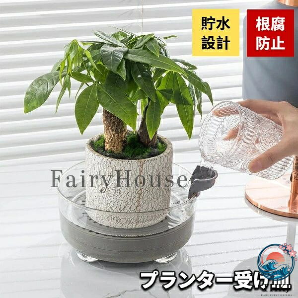 プランター受け皿 丸型 厚底 根腐防止 貯水トレー 受け皿 水受け 透明 観葉植物 鉢...