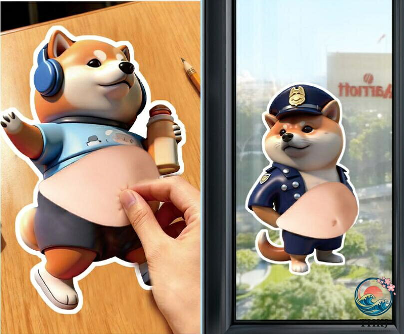 デブ 犬 ぷにぷに 8 点セット 柔らかいお腹 おなかぷにぷにシール 3D お腹 3D マシュマロ ふわふわ もちもち もっちり 柔らかいお腹 ぷにぷにシール かわいい 3D 子供 blanche123-10006618 ブランシュストア サンプル画像3