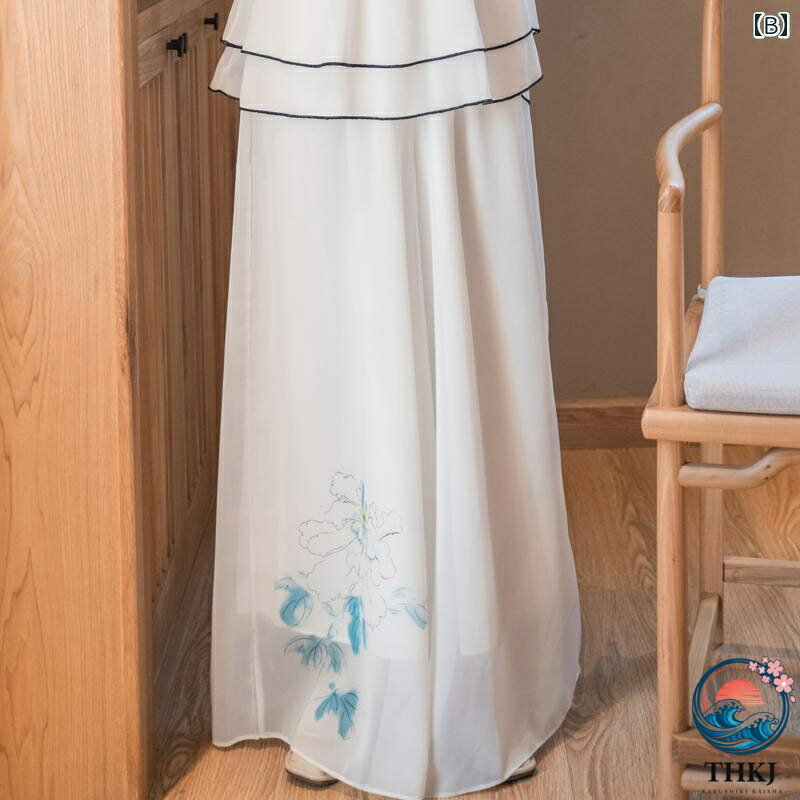ブランシュストアのアオザイ チャイナ風 漢服 伝統 ワンピース パンツ レトロ レディース 禅 夏 ファッション 涼しい エスニック 上品｜アングル3