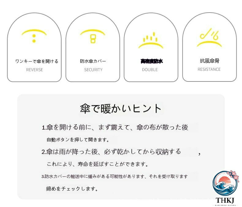 ブランシュストアの防水カバー付き 傘 ケース付き傘 男女兼可 傘 レディース 16 本骨 傘カバー 長傘 晴雨兼用 ロングハンドル傘 エチケット傘 耐風傘 ワンタッチ開 超撥水 ジャンプ傘 台風対応 梅雨対策 丈夫 大きい｜アングル3