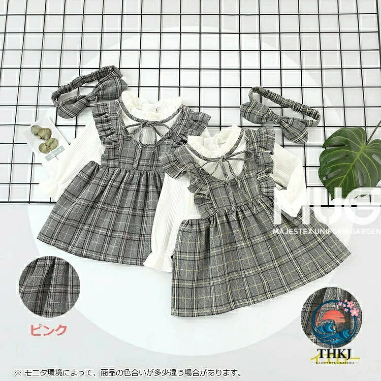 韓国子供服 スーツ 卒業式 女の子 小学生 入園式 ワンピース チェック柄 フォーマ...