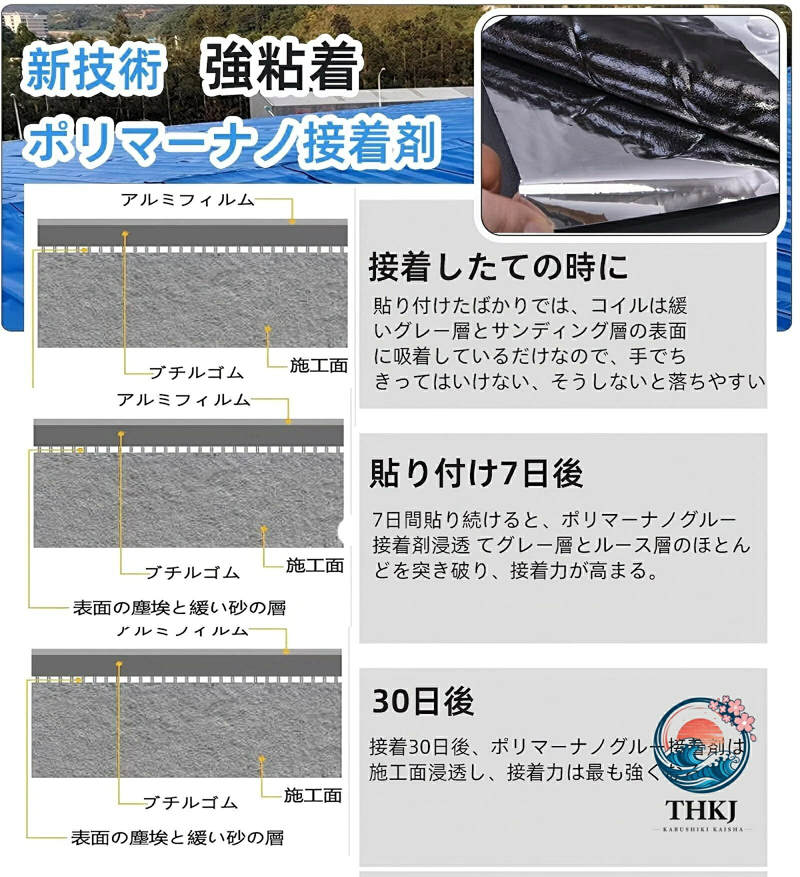 ブランシュストアの強力粘着防水補修シート トタン屋根簡単貼り付け屋外修理材｜アングル3
