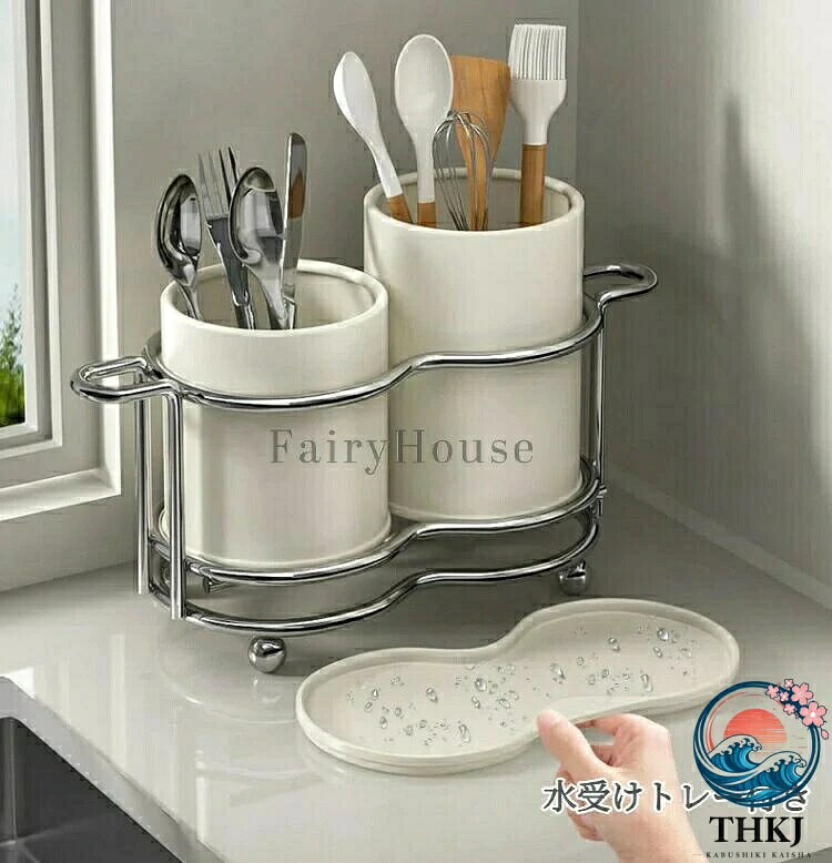 【全品2点で5%OFF】水切り箸立て 大容量 食器収納 調理器具立て キッチン収納 おしゃれ 耐水加工 箸 スプーン フォーク ナイフの収納に最適 自立式 隙間収納 blanche123-10014012 ブランシュストア サンプル画像3
