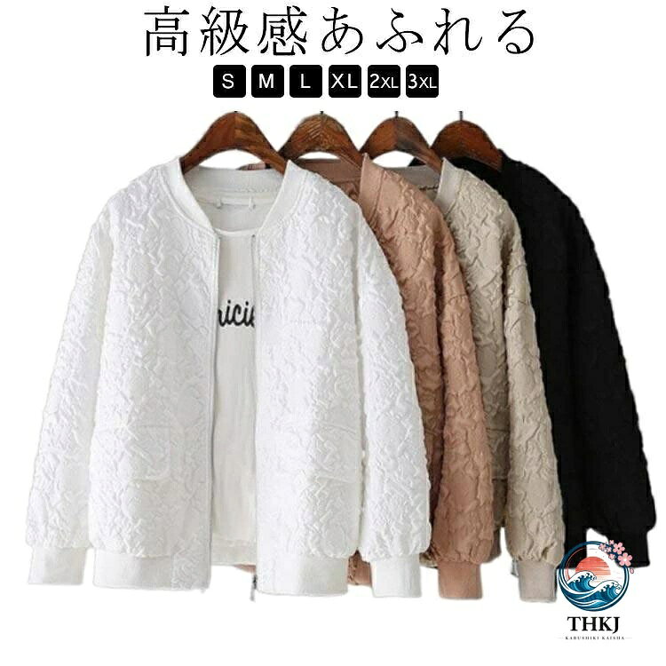 【全品2点で5%OFF】春 ノーカラー ブルゾン レディース レディース 大きいサイズ ノーカラージャケット ジャケット 春 アウターきれいめ 春秋 ショートジャケット ミ
