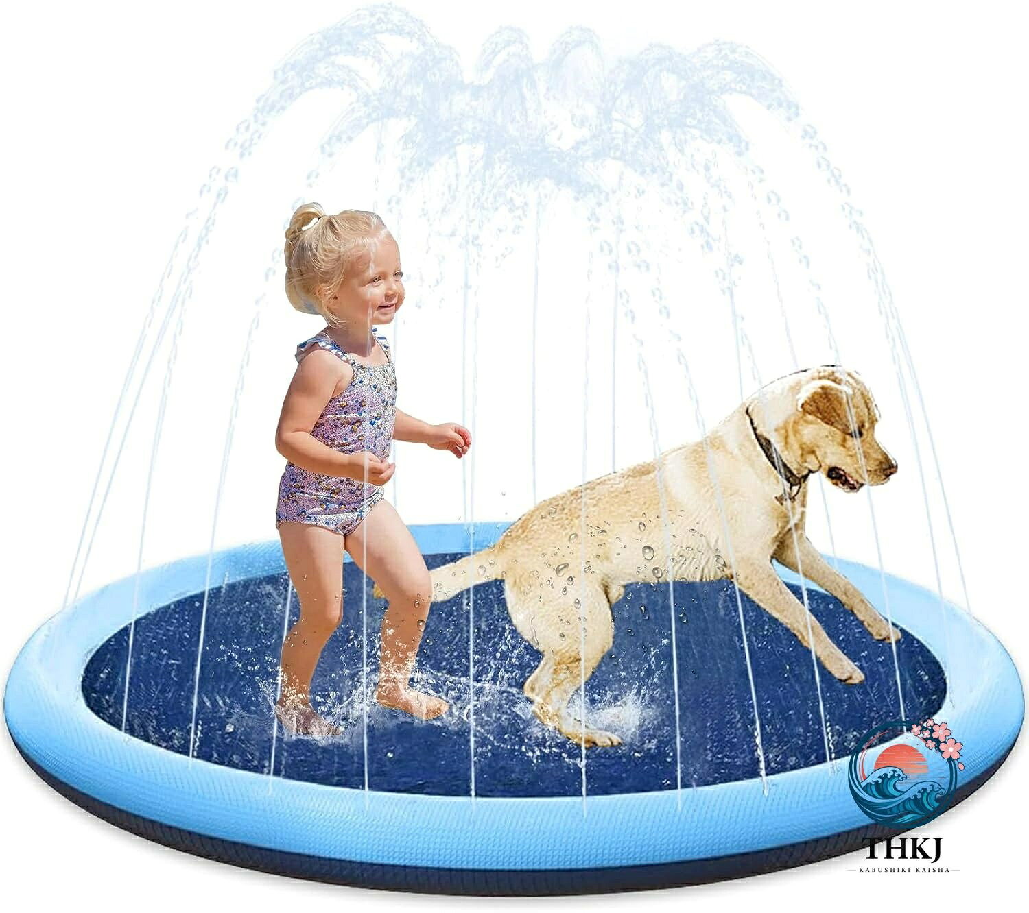 ペット用噴水マット 水遊びマット 犬用スプリンクラー 噴水マット プレイマット ビ...