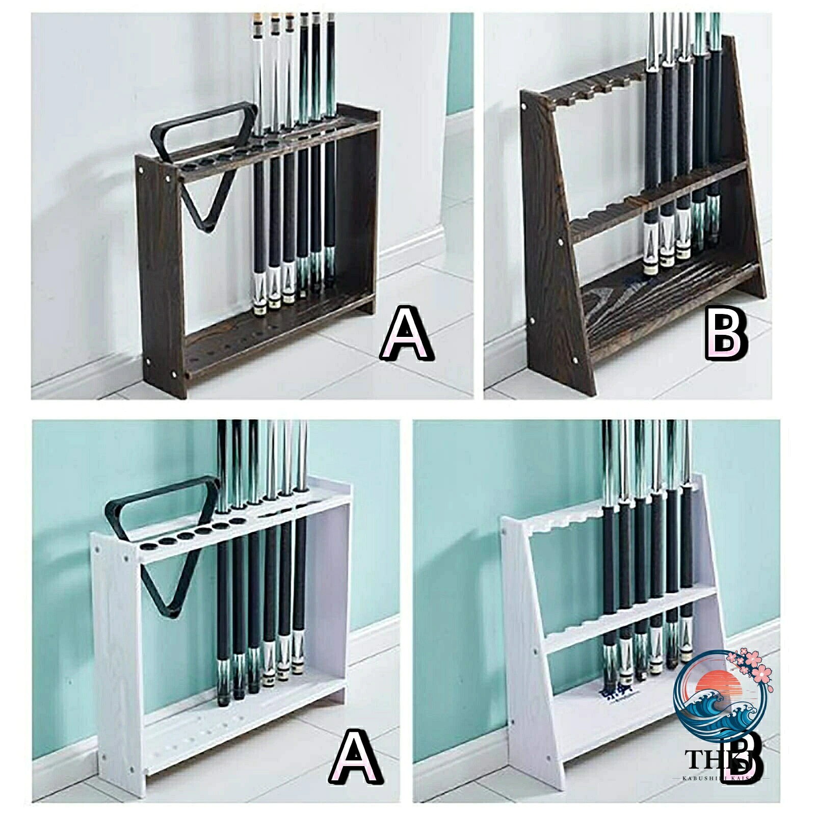 ブランシュストアのビリヤードキューストレージ 木製プールキューラック スヌーカーロッドスタンド アクセサリー用品ビリヤードテーブルラック 12 ボール保持可能 高品質デザイン｜アングル3