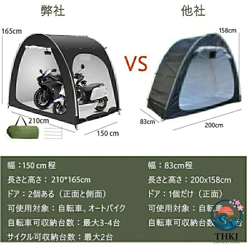 物置 アウトドア 3 4 台用 戸外 大型 自転車テント 屋根付き 携帯可 UV カット 遮...