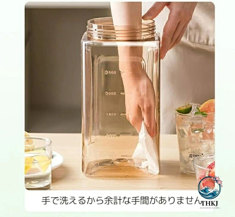 ブランシュストアの麦茶ポット ピッチャー お茶ポット ドリンクサーバー 横置き 耐熱 3.5L 漏れない ウオーターサーバー 冷水筒 冷水ボトル 蓋付き 洗いやすい プラスチック フタ付き 冷蔵庫 水差し 夏アイテム アウトドア 広口 持ちやすい｜アングル3