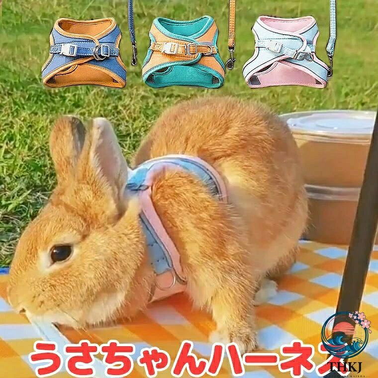 選べる 4 サイズ バイカラーでお洒落な うさちゃん用ハーネス お散歩リード うさぎ用 ウサギ用 リード ハーネス うさぎハーネス ペットウェア うさぎウェア かわいい 可愛い お洒落 オシャレ