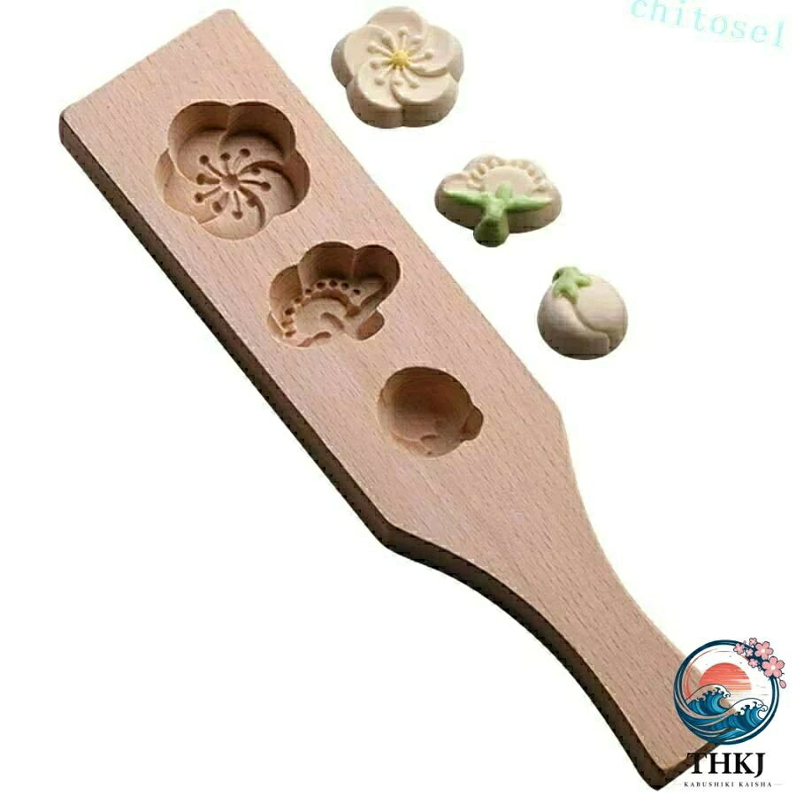 手作り お菓子 和菓子用器具 ペストリー ツール 花柄 和菓子型 ハンドル付き ケーキ 木製 製菓道具 モールド 練りきり型