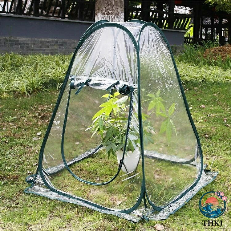 ブランシュストアの折りたたみ PVC 小型ビニール温室 707080cm 家庭園芸植物保温雨雪風除け 地面釘付きベランダ屋外簡易ハウス｜アングル2