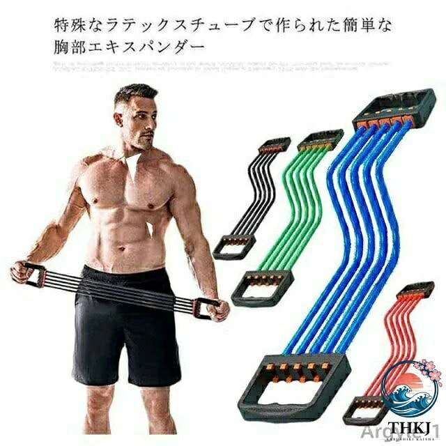 背筋 エキスパンダー チューブ 胸筋 筋トレ 上半身 ゴム製 強化 引き締め 5 連式 ...